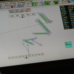 Computer screen with flight paths